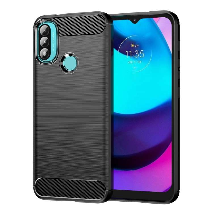 Custodia TPU in fibra di carbonio con trama spazzolata per Lenovo A1010, Vibe A