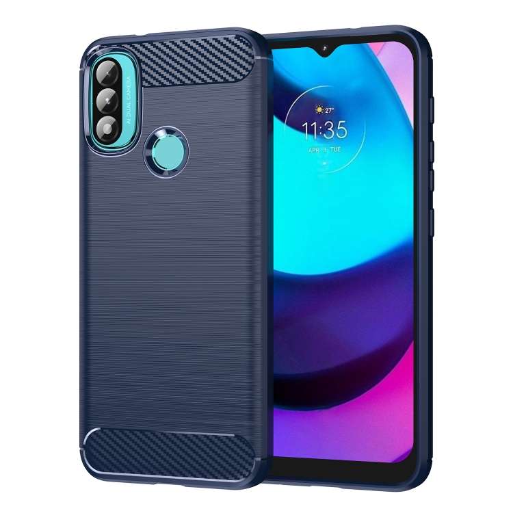 Custodia TPU in fibra di carbonio con trama spazzolata per Lenovo A1010, Vibe A