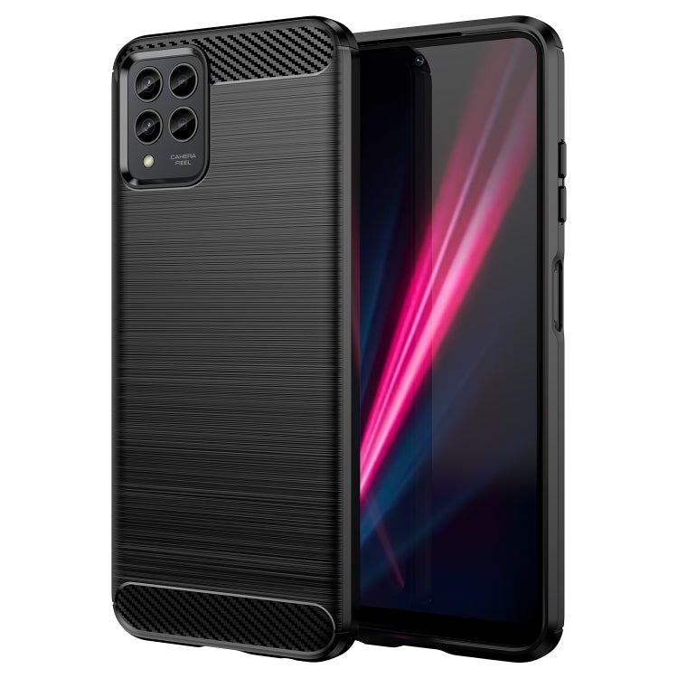 Custodia TPU in fibra di carbonio con trama spazzolata per T-Mobile REVVL 6 Pro