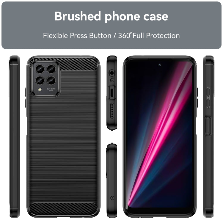 Custodia TPU in fibra di carbonio con trama spazzolata per T-Mobile REVVL 6 Pro