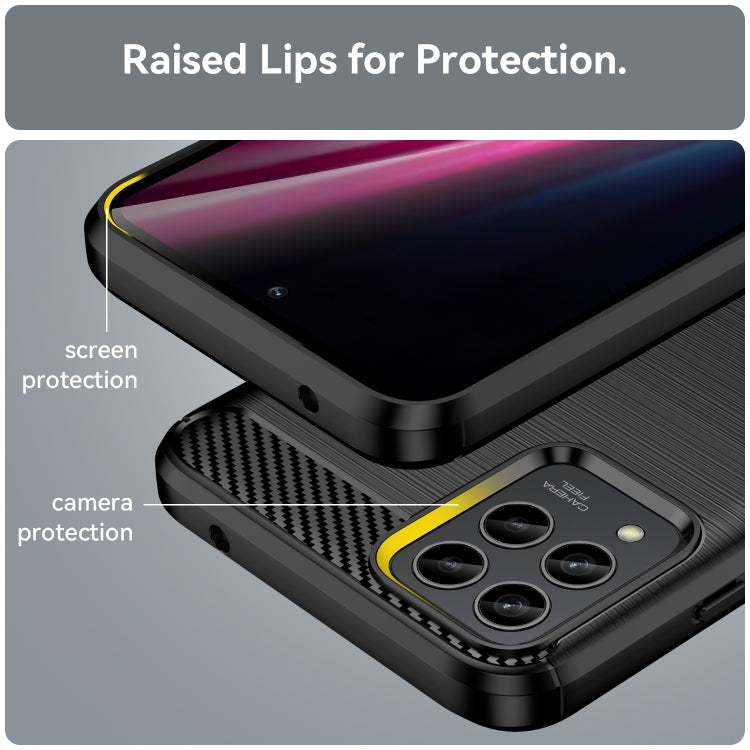 Custodia TPU in fibra di carbonio con trama spazzolata per T-Mobile REVVL 6 Pro