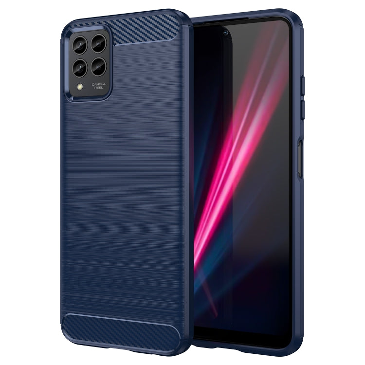 Custodia TPU in fibra di carbonio con trama spazzolata per T-Mobile REVVL 6 Pro