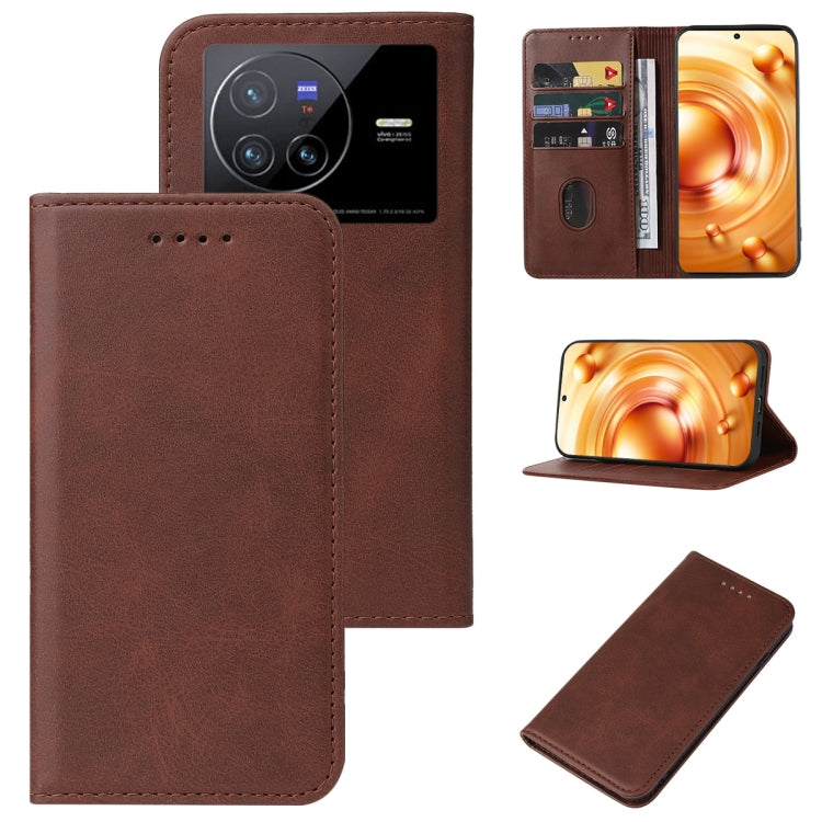 Custodia in pelle con chiusura magnetica per vivo X80 e modelli compatibili