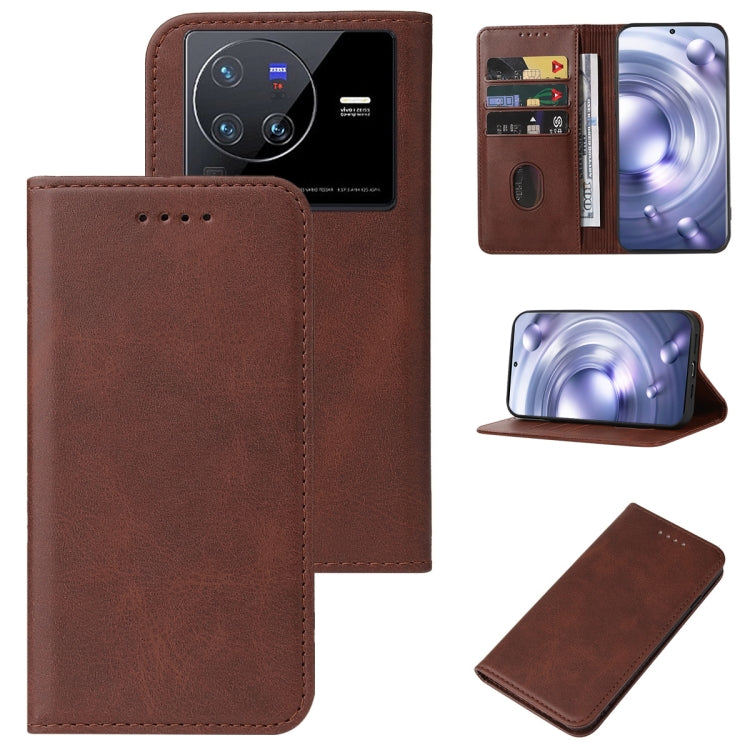 Custodia in pelle con chiusura magnetica per vivo X80 e modelli compatibili