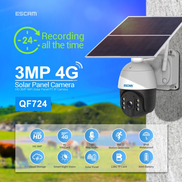 Telecamera IP ESCAM QF724 3MP con pannello solare