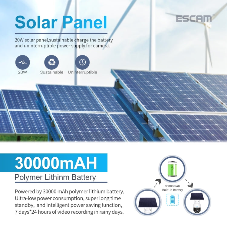 Telecamera IP ESCAM QF724 3MP con pannello solare