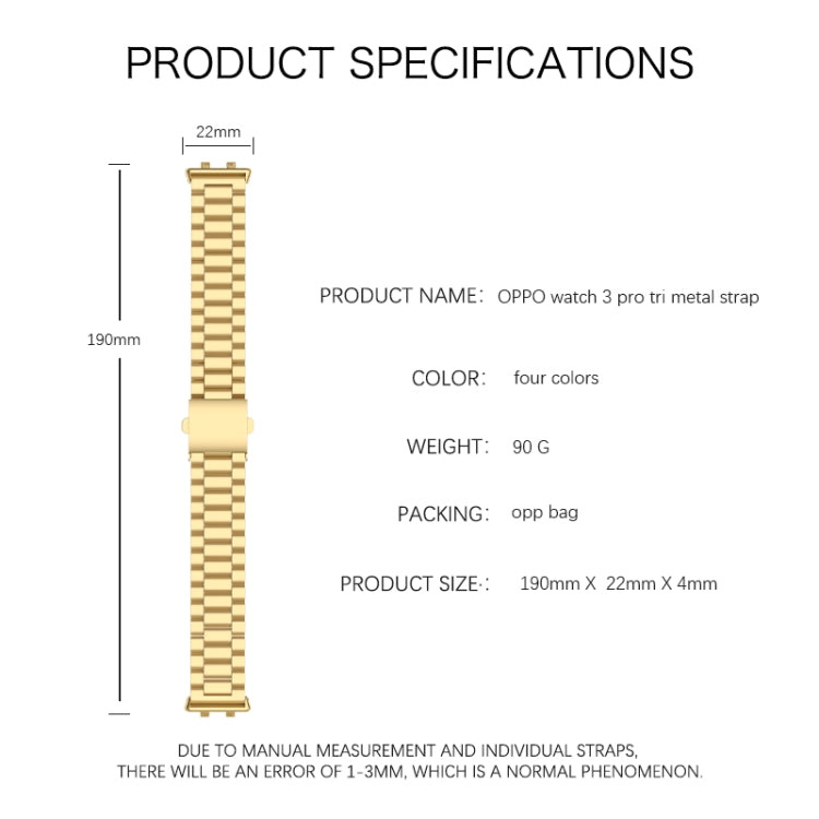 Cinturino acciaio inossidabile per OPPO Watch 3 Pro