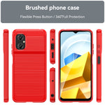 Custodia TPU in fibra di carbonio con trama spazzolata per Xiaomi Poco M4 5G