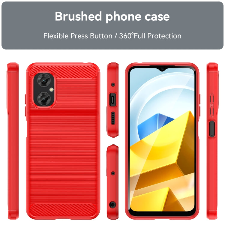 Custodia TPU in fibra di carbonio con trama spazzolata per Xiaomi Poco M4 5G