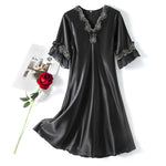 Camicia da notte donna ampia scollo a V maniche lunghe