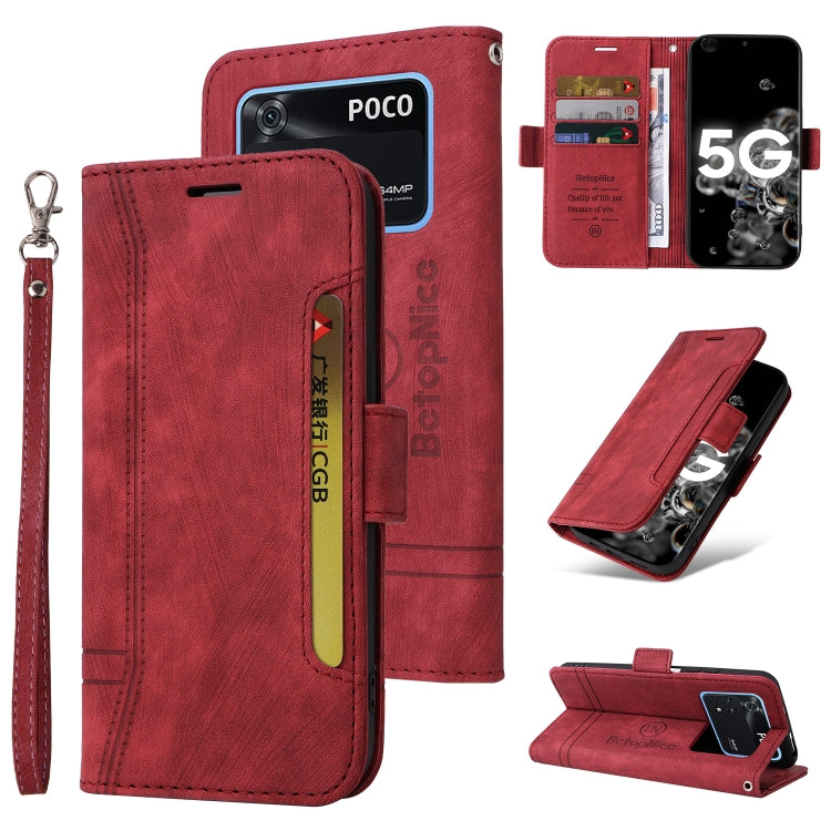 Custodia in pelle con fibbia per Xiaomi Poco M4 Pro 4G, X3 NFC e X4 Pro 5G
