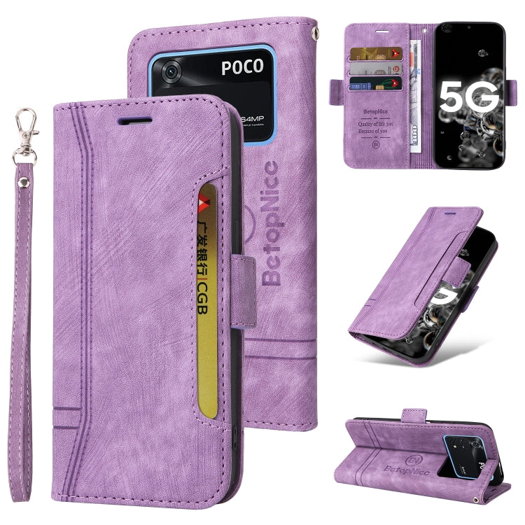 Custodia in pelle con fibbia per Xiaomi Poco M4 Pro 4G, X3 NFC e X4 Pro 5G