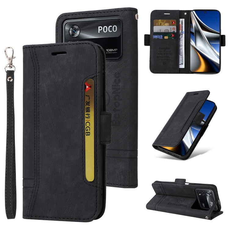 Custodia in pelle con fibbia per Xiaomi Poco M4 Pro 4G, X3 NFC e X4 Pro 5G