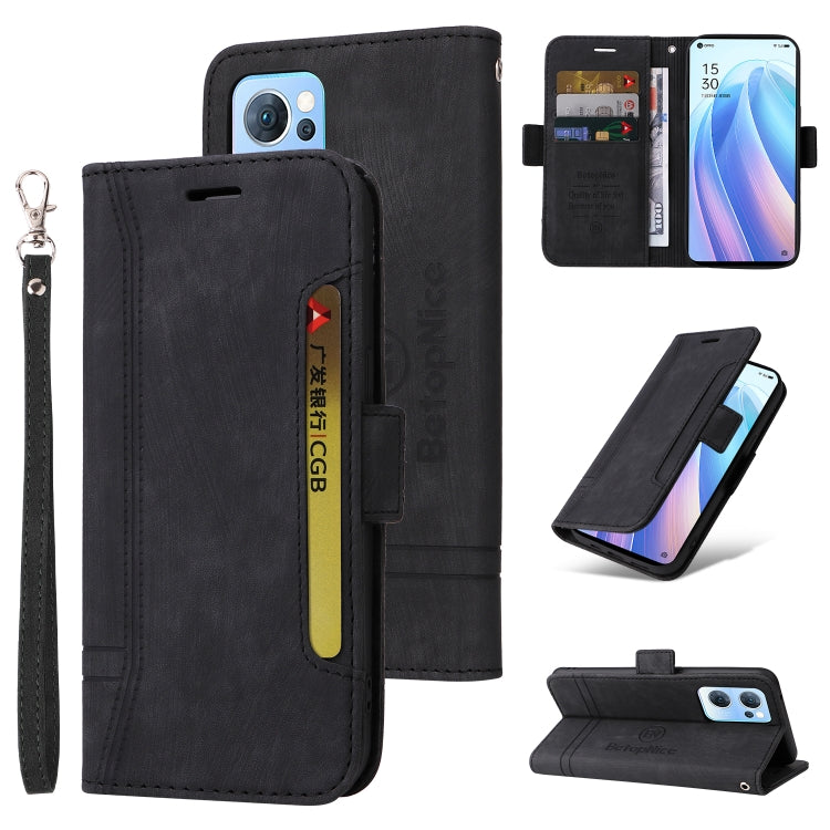 Custodia in pelle con fibbia doppio lato per OPPO Reno7, Realme 9i, OPPO Reno7 /