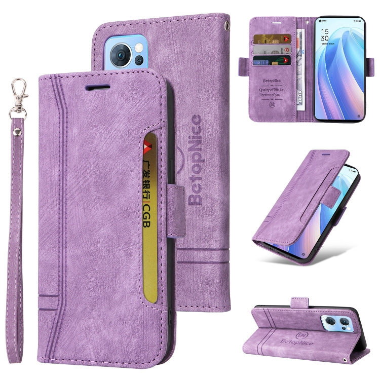 Custodia in pelle con fibbia doppio lato per OPPO Reno7, Realme 9i, OPPO Reno7 /