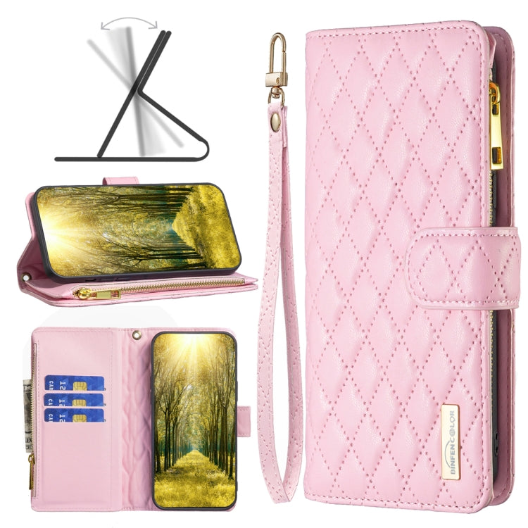 Custodia per cellulare a conchiglia in pelle con portafoglio con cerniera Diamond Lattice, For vivo Y35/Y22, For Xiaomi Redmi A1/A1+, For Samsung Galaxy A04 4G, For Samsung Galaxy A23e 5G