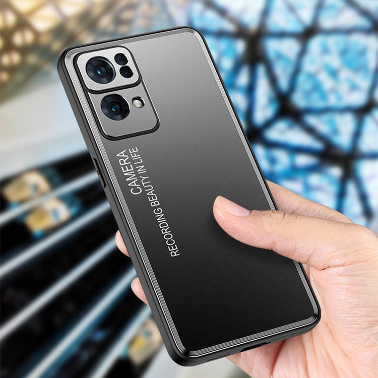 Custodia metallo satinato per OPPO Reno7 Pro e OPPO Reno7 e Reno7, argento