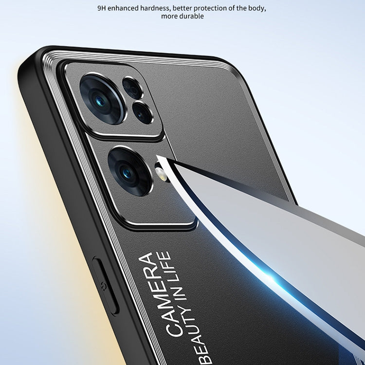 Custodia metallo satinato per OPPO Reno7 Pro e OPPO Reno7 e Reno7, argento