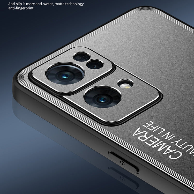 Custodia metallo satinato per OPPO Reno7 Pro e OPPO Reno7 e Reno7, argento