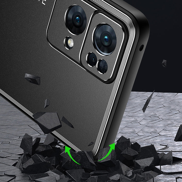 Custodia metallo satinato per OPPO Reno7 Pro e OPPO Reno7 e Reno7, argento