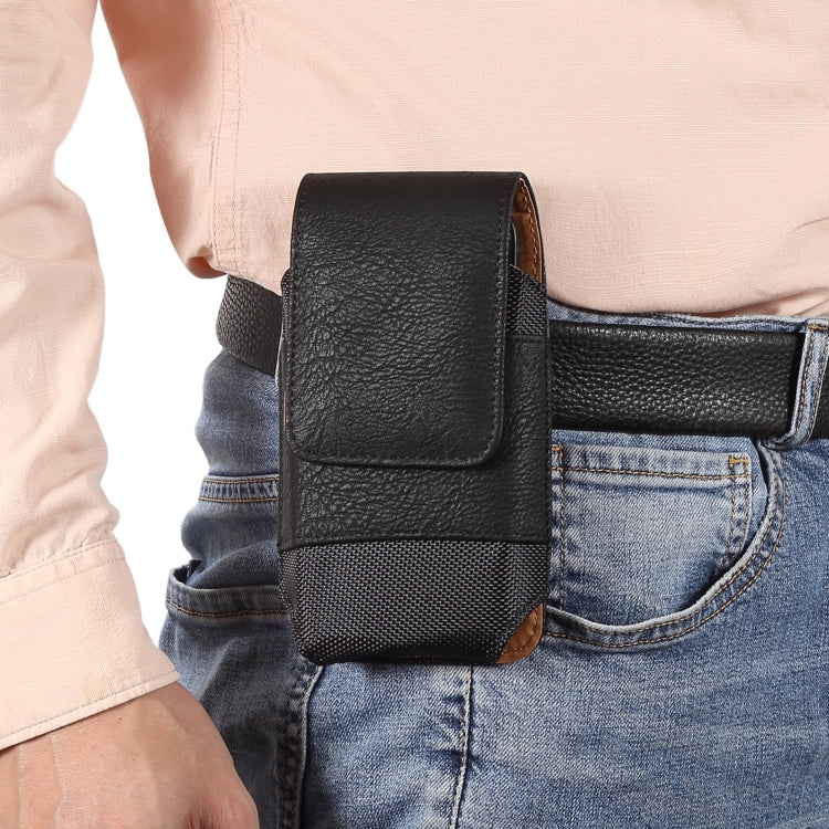 Marsupio in tessuto Oxford con trama in pelle bovina per smartphone 5.2-5.2