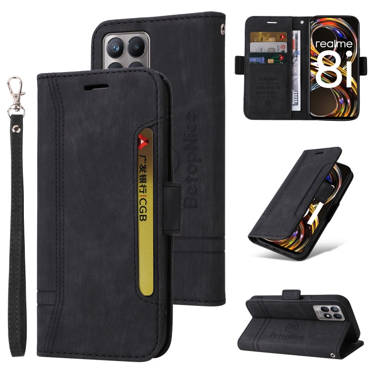 BETOPNICE Custodia per telefono in pelle con fibbia a doppio lato, For OPPO Reno8 5G Global, For Realme 9i 5G, For Realme 8i, For vivo Y77 5G Global