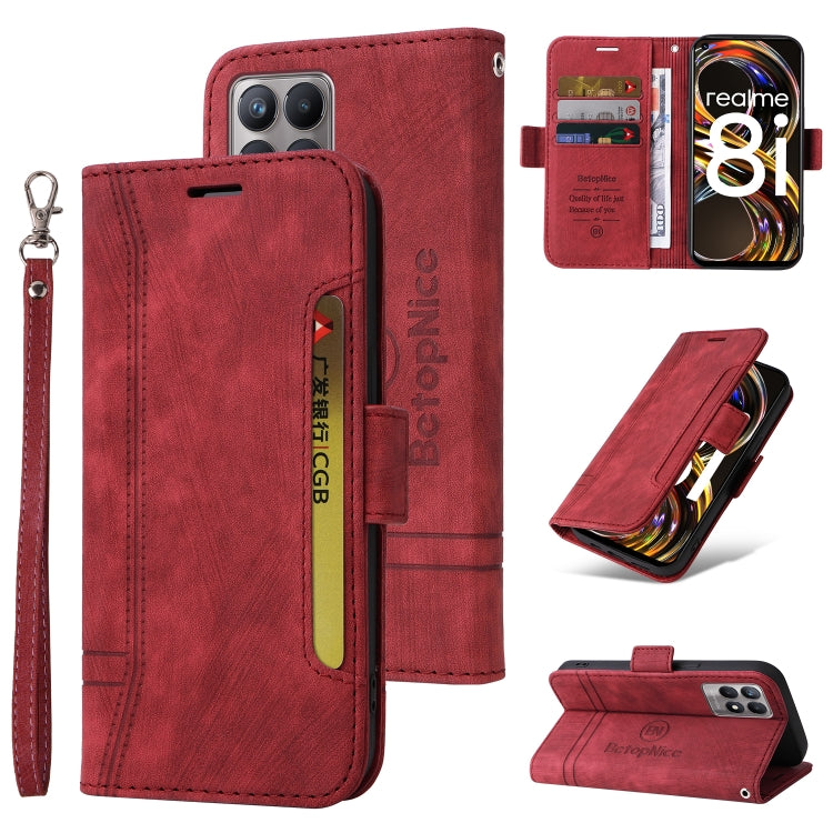 BETOPNICE Custodia per telefono in pelle con fibbia a doppio lato, For OPPO Reno8 5G Global, For Realme 9i 5G, For Realme 8i, For vivo Y77 5G Global