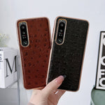 Custodia in vera pelle di struzzo con placcatura nano per Sony Xperia 1 e 10 IV