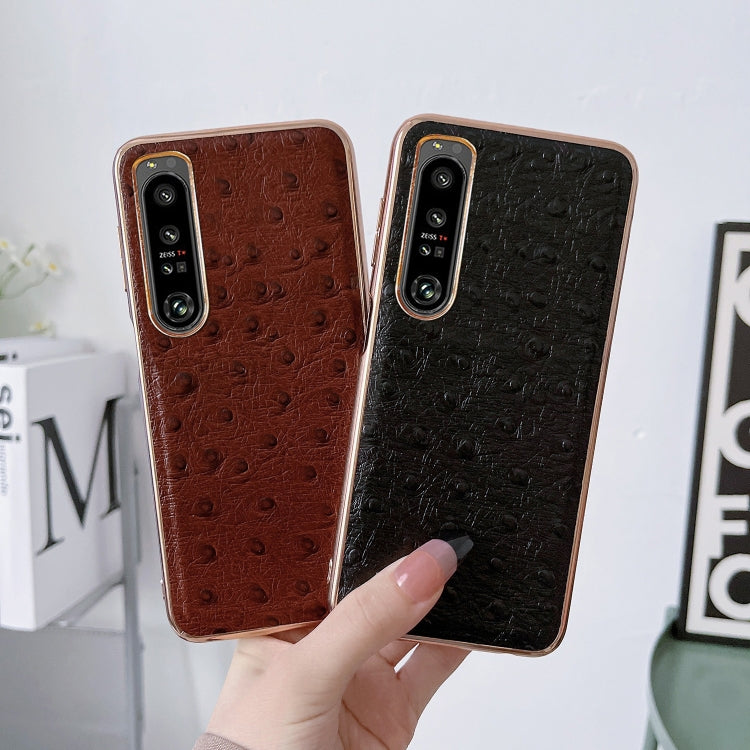 Custodia in vera pelle di struzzo con placcatura nano per Sony Xperia 1 e 10 IV