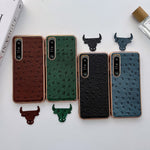 Custodia in vera pelle di struzzo con placcatura nano per Sony Xperia 1 e 10 IV