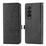Custodia per telefono in pelle con trama di vitello a griglia cubica, For Samsung Galaxy Z Fold4, For Samsung Galaxy Z Fold3 5G, For Samsung Galaxy Z Flip4, For Samsung Galaxy Z Flip3 5G