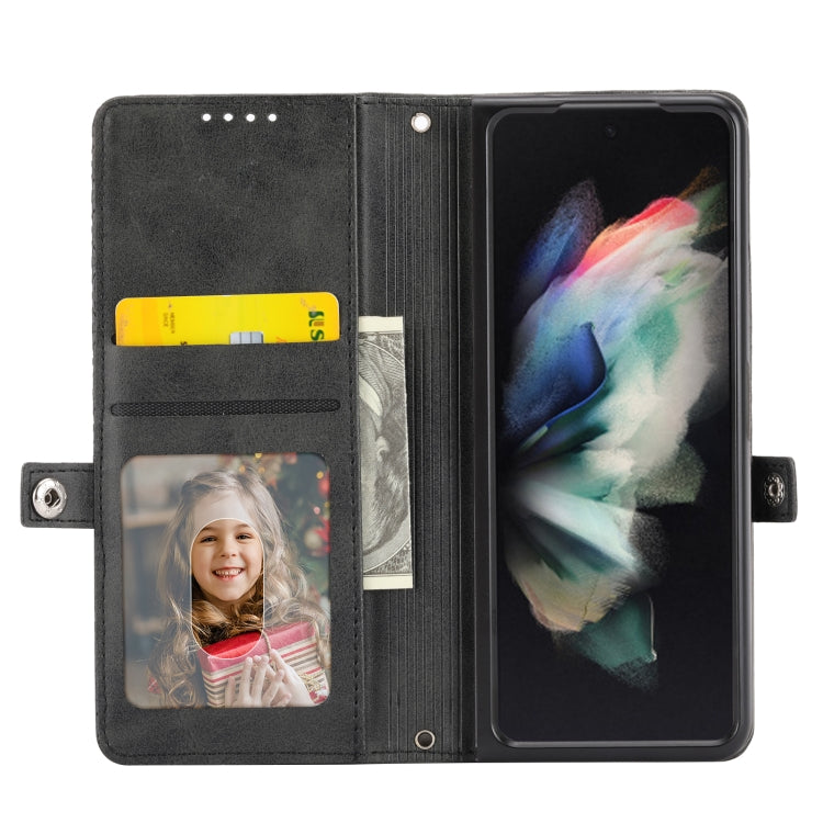 Custodia per telefono in pelle con trama di vitello a griglia cubica, For Samsung Galaxy Z Fold4, For Samsung Galaxy Z Fold3 5G, For Samsung Galaxy Z Flip4, For Samsung Galaxy Z Flip3 5G