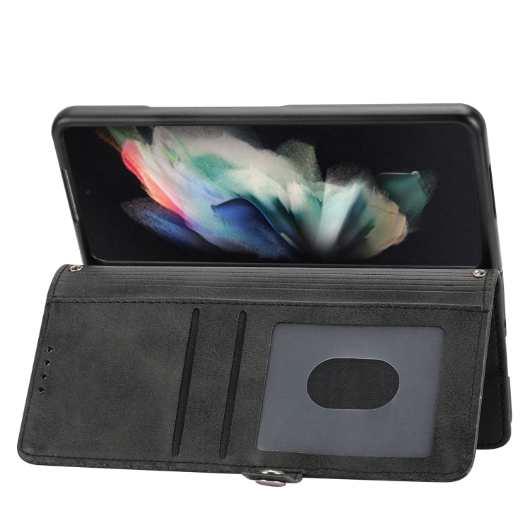 Custodia per telefono in pelle con trama di vitello a griglia cubica, For Samsung Galaxy Z Fold4, For Samsung Galaxy Z Fold3 5G, For Samsung Galaxy Z Flip4, For Samsung Galaxy Z Flip3 5G
