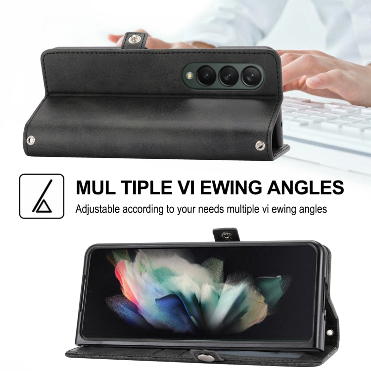 Custodia per telefono in pelle con trama di vitello a griglia cubica, For Samsung Galaxy Z Fold4, For Samsung Galaxy Z Fold3 5G, For Samsung Galaxy Z Flip4, For Samsung Galaxy Z Flip3 5G
