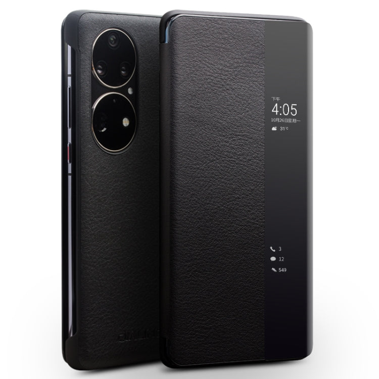 Custodia in vera pelle con finestra laterale per Huawei Mate 50 Pro, Mate 50