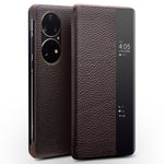 Custodia in vera pelle con finestra laterale per Huawei Mate 50 Pro, Mate 50