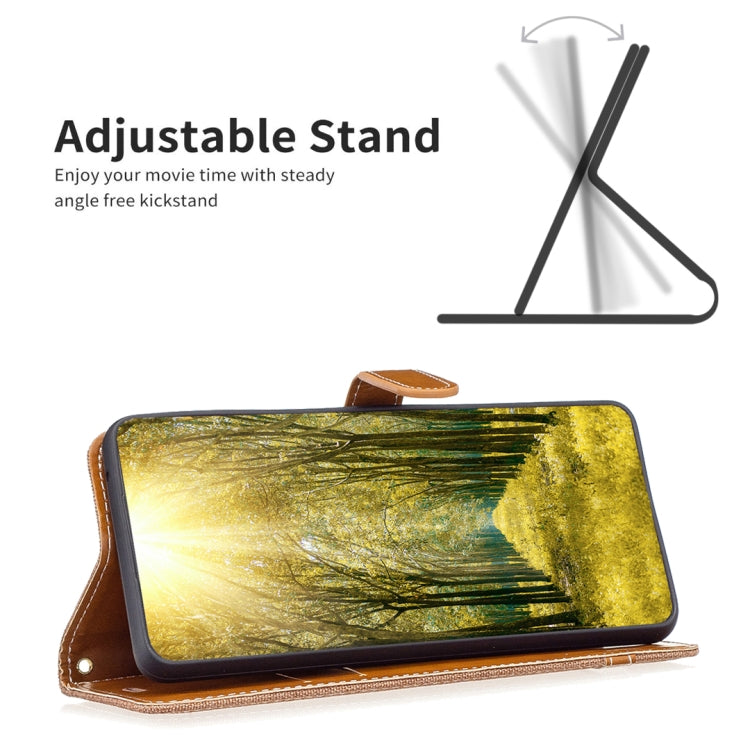 Custodia per telefono in pelle con texture denim a blocchi di colore, For Xiaomi 12T / 12T Pro / Redmi K50 Ultra