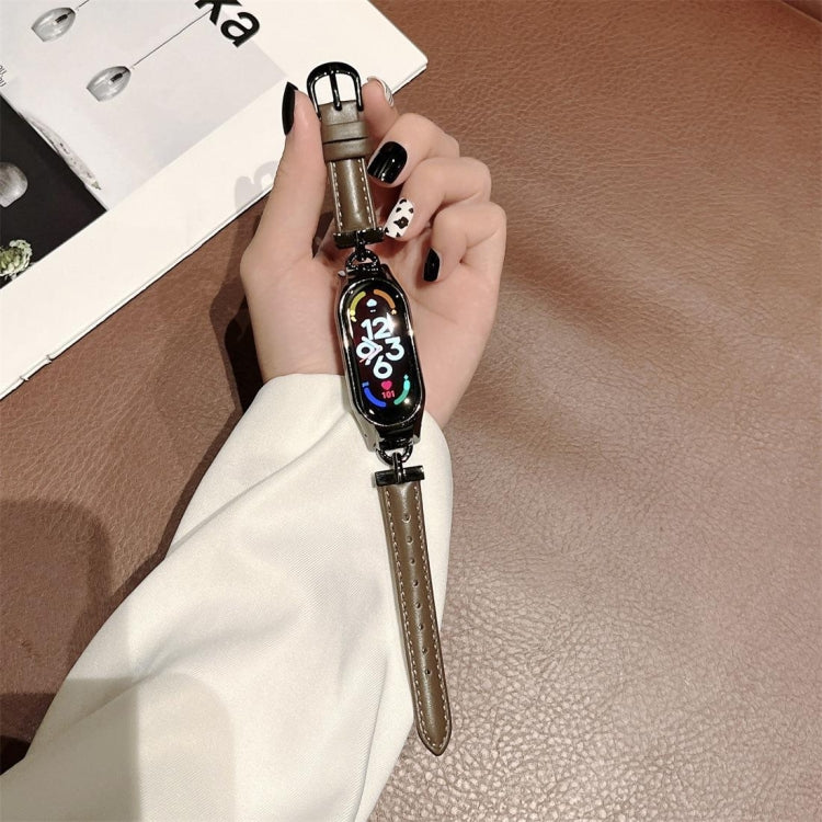 Cinturino in vera pelle con fibbia a D per Xiaomi Mi Band 7