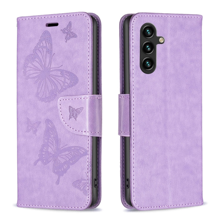 Custodia in pelle con motivo a due farfalle in rilievo, For Samsung Galaxy A14 5G, For Samsung Galaxy S23+ 5G, For Samsung Galaxy S23 Ultra 5G, For Samsung Galaxy S23 5