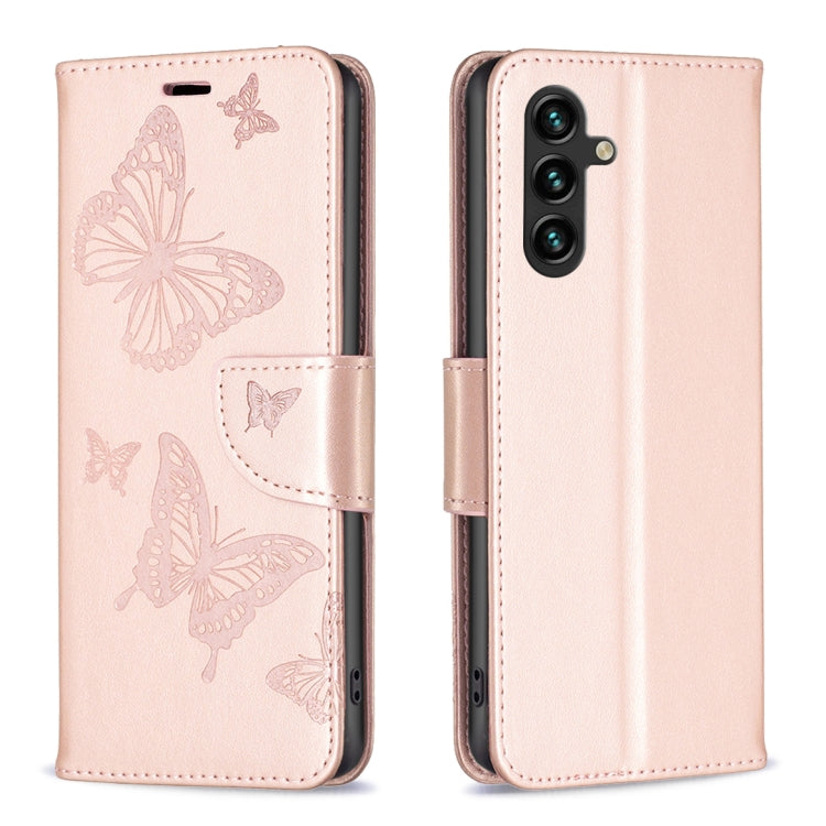 Custodia in pelle con motivo a due farfalle in rilievo, For Samsung Galaxy A14 5G, For Samsung Galaxy S23+ 5G, For Samsung Galaxy S23 Ultra 5G, For Samsung Galaxy S23 5