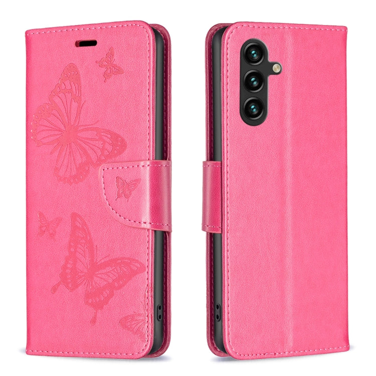 Custodia in pelle con motivo a due farfalle in rilievo, For Samsung Galaxy A14 5G, For Samsung Galaxy S23+ 5G, For Samsung Galaxy S23 Ultra 5G, For Samsung Galaxy S23 5