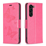 Custodia in pelle con motivo a due farfalle in rilievo, For Samsung Galaxy A14 5G, For Samsung Galaxy S23+ 5G, For Samsung Galaxy S23 Ultra 5G, For Samsung Galaxy S23 5
