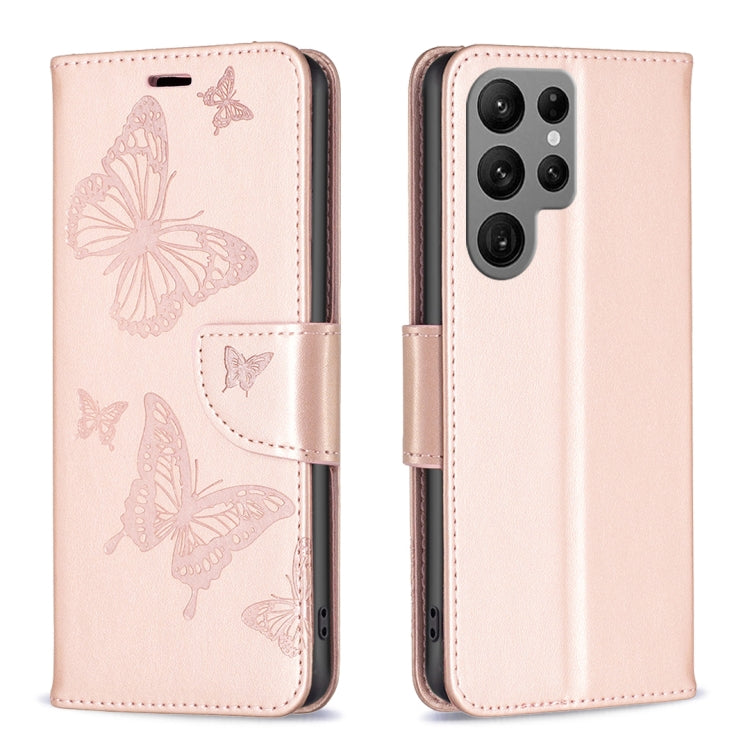 Custodia in pelle con motivo a due farfalle in rilievo, For Samsung Galaxy A14 5G, For Samsung Galaxy S23+ 5G, For Samsung Galaxy S23 Ultra 5G, For Samsung Galaxy S23 5
