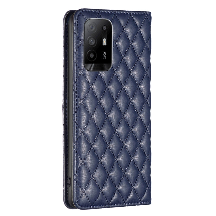 Custodia a conchiglia magnetica in pelle Diamond Lattice per OPPO A94 5G e altri