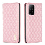 Custodia a conchiglia magnetica in pelle Diamond Lattice per OPPO A94 5G e altri