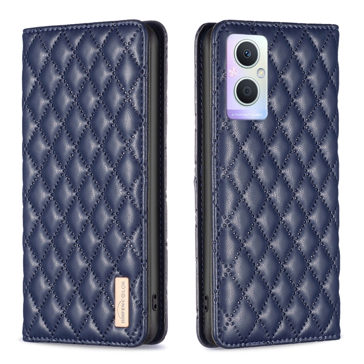 Custodia a conchiglia magnetica in pelle Diamond Lattice per OPPO A94 5G e altri