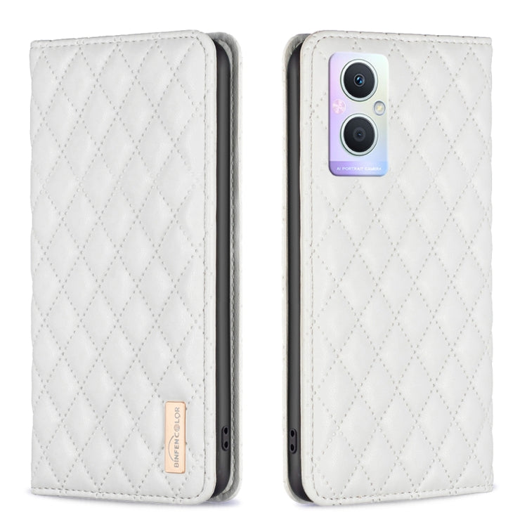 Custodia a conchiglia magnetica in pelle Diamond Lattice per OPPO A94 5G e altri