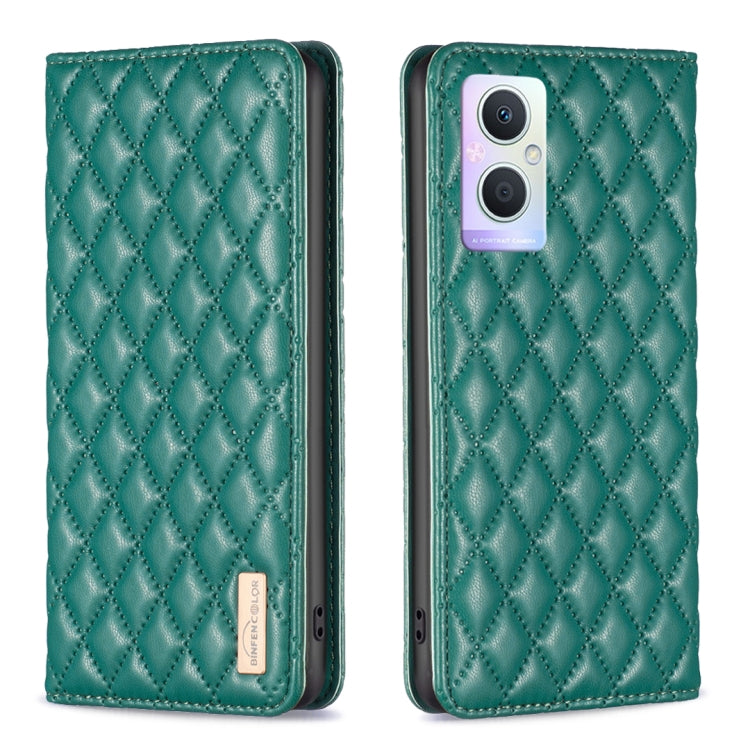 Custodia a conchiglia magnetica in pelle Diamond Lattice per OPPO A94 5G e altri