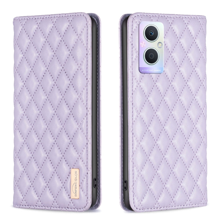 Custodia a conchiglia magnetica in pelle Diamond Lattice per OPPO A94 5G e altri