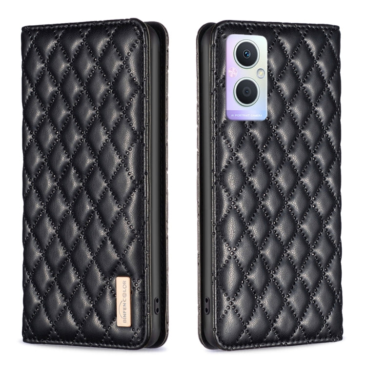 Custodia a conchiglia magnetica in pelle Diamond Lattice per OPPO A94 5G e altri